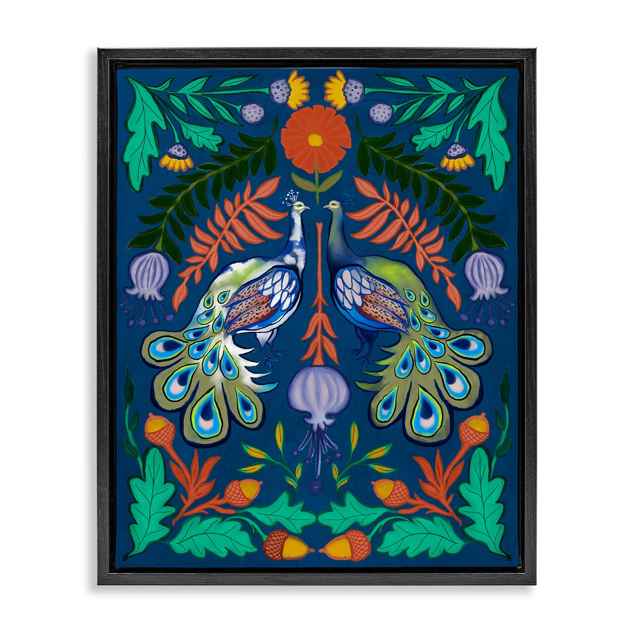 Stupell Industries Mirrored Peacocks & Botanicals Floating Frame By Elizabeth Medley